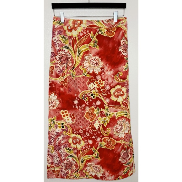 Islander Hawaiian Floral Maxi Skirt Side Button Elastic Back Waist - Picture 13 of 13